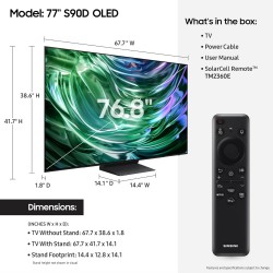 Samsung 77-Inch Class OLED 4K S90D 77S90D Series HDR+ Smart TV w/Dolby Atmos, Object Tracking Sound Lite, Motion Xcelerator, Real Depth Enhancer, 4K AI Upscaling, Alexa Built-in