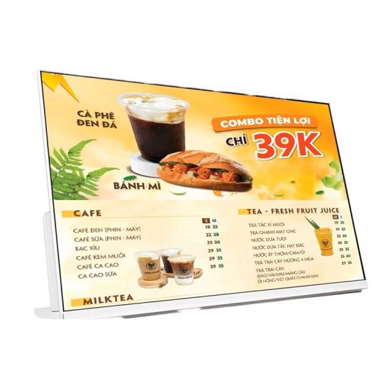 Desktop Digital Menu Billboard 23.8 Inch 250 Nits Indoor USB L-SHAPE Android Smart Wifi LCD Advertising Restaurant Scree