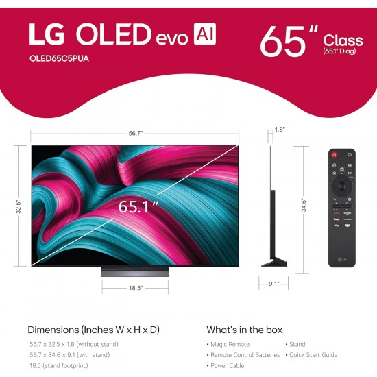 LG 65"/55"-Inch 65C5 55C5 Class OLED evo AI 4K C5 Series Smart TV w/Dolby Atmos, Dolby Vision, HDR10 LG 65"/55"-Inch 65C5 55C5 Class OLED evo AI 4K C5 Series Smart TV w/Dolby Atmos, Dolby Vision, HDR10