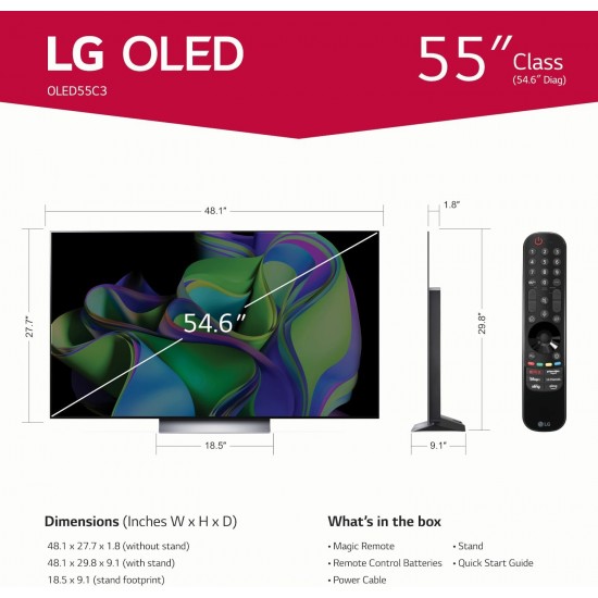 LG C3 Series 65"/55"-Inch 65C3 55C3 Class OLED evo Smart TV OLED65C3PUA - AI-Powered 4K, Alexa Built-in LG C3 Series 65"/55"-Inch 65C3 55C3 Class OLED evo Smart TV OLED65C3PUA - AI-Powered 4K, Alexa Built-in