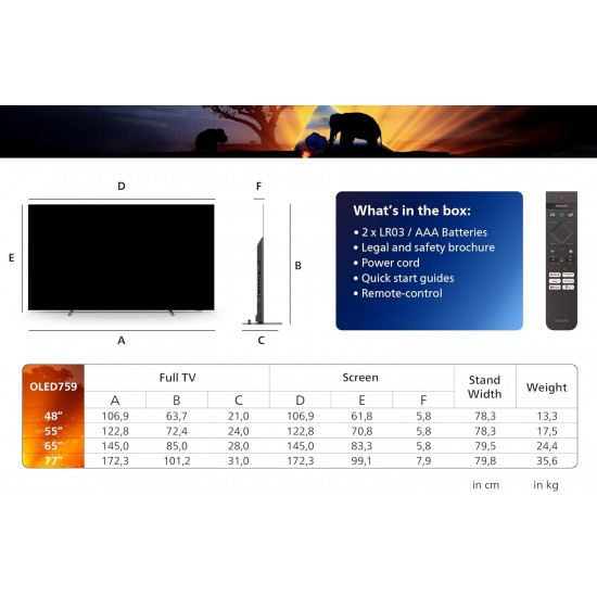 Philips Ambilight 77OLED750 4K OLED Smart TV - 77 Inch Display with P5 AI Perfect Picture Engine Ultra HD, Titan OS, Dolby Vision and Dolby Atmos Sound, Works with Alexa and Google Voice Assistant Philips Ambilight 77OLED750 4K OLED Smart TV - 77 Inch Display with P5 AI Perfect Picture Engine Ultra HD, Titan OS, Dolby Vision and Dolby Atmos Sound, Works with Alexa and Google Voice Assistant