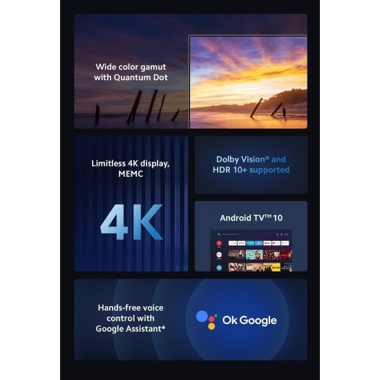 Xiaomi Q1E 55" Smart TV (QLED 4K Ultra HD Android TV) [Energy Class G] Brand: Xiaomi, Wifi, L55M6-6Esg