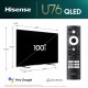 Hisense 100-Inch Class U7 Series ULED 4K UHD Google Smart TV ( 100U76N U76N ) - QLED, Native 144Hz, Motion Rate 480, Dolby Vision, Full Array Local Dimming, Game Mode Pro, Alexa Compatibility Storage, 5G Connectivity, and IMAX Enhanced